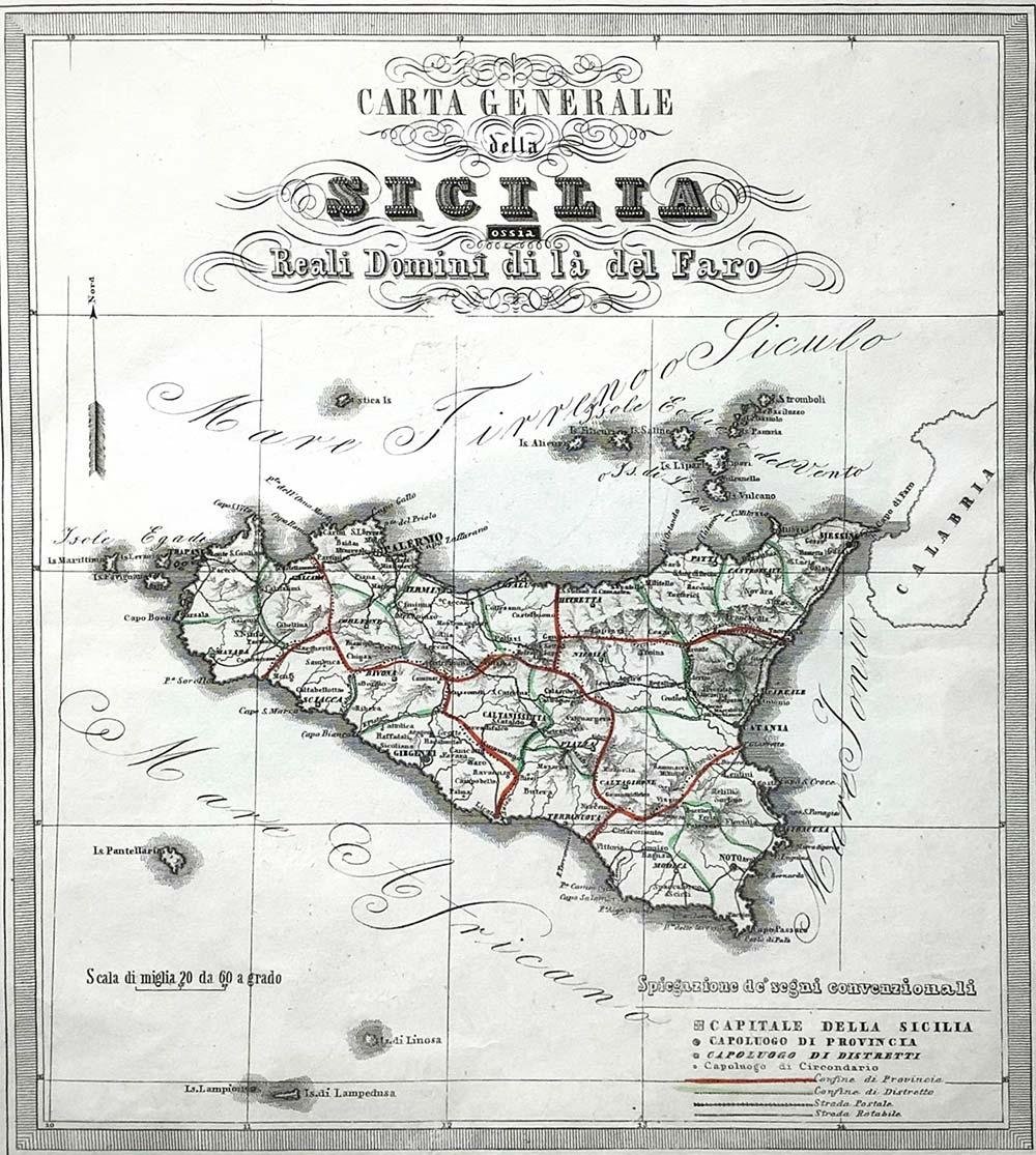 Mapa de Sicilia, Italia